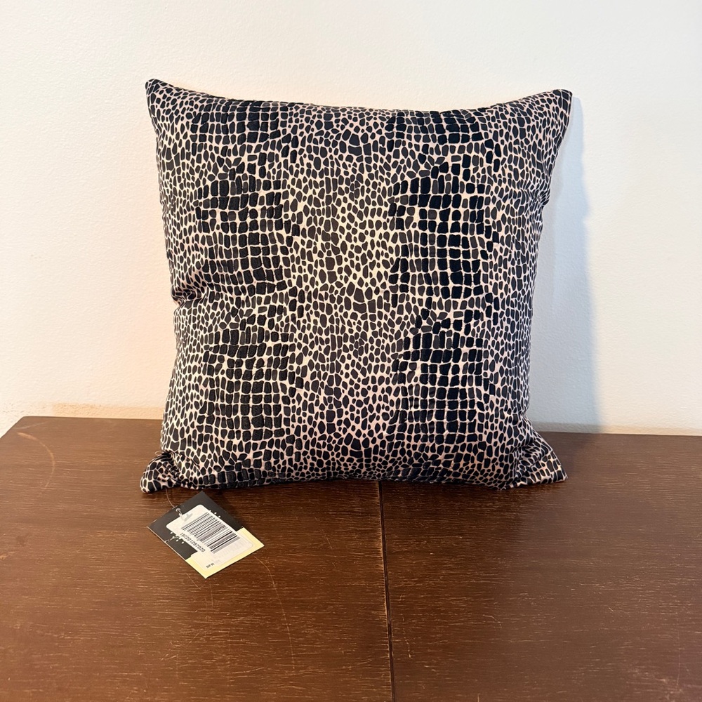 Surya Safari Print Black Light Pink Throw Pillow 20x20”